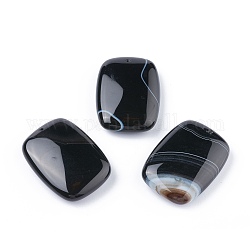 Pendentifs en onyx noir naturel, rectangle, teinte, 45~47.5x32~35x10~12.5mm, Trou: 1.2mm