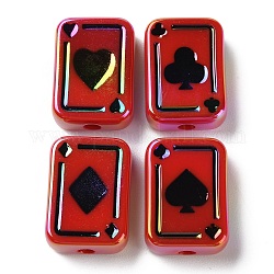 УФ-покрытие Радужные радужные акриловые эмалевые бусины, покер, огнеупорный кирпич, 25.5x18.5x8.5 мм, отверстие : 4 мм