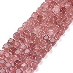 Natural Strawberry Quartz Beads Strands, with Seed Beads, Square, 6~7x6~7x6~7mm, Hole: 1mm, about 45pcs/strand, 15.16 inch(38.5cm)~15.83 inch(40.2cm)
