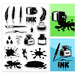 GLOBLELAND Ink Bottle and Pen Clear Stamps for DIY Scrapbooking Ink Stains Silicone Clear Stamp Seals for Cards Making Photo Album Journal Home Decoration