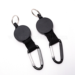 Heavy-Duty Retractable Key Chain, Badge Holder, with Steel Wire Rope, for Outdoor Camping Hiking Traveling Accessories, Black, 152x40.5x11.5mm