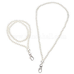 Perle imitazione abs appeso corda, con chiusura girevole in lega, corda per appendere le cuffie, bianco, 37.5cm