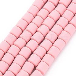 Chapelets de perles en pâte polymère, colonne, rose, 5~7x6mm, Trou: 1.5~2mm, Environ 61~69 pcs/chapelet, 15.74 pouce