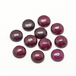 Cabochons de jade blanc naturel, teinte, demi-rond / dôme, support violet rouge, 12x5mm