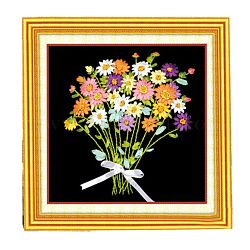 Modèle de bouquet, costume d'outil de broderie bricolage ruban de soie oxford, de décorer la maison, couleur mixte, 29.5x29.5 cm