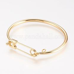 Brass Bangle, Real 18K Gold Plated, 2-1/4 inchx2-1/2 inch(51.5x59mm)