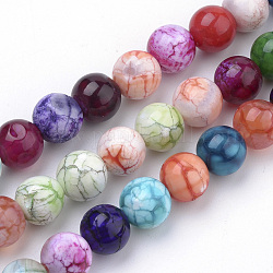 Fili di perline di agata naturale stagionato, tinto, tondo, colore misto, 8mm, Foro: 1 mm, circa 50pcs/filo, 15.7 pollice (39.8 cm)