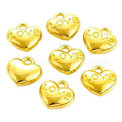 Tema di San Valentino, Charms in lega stile tibetano, cuore con la parola amore, oro, 8x8x3mm, Foro: 1 mm