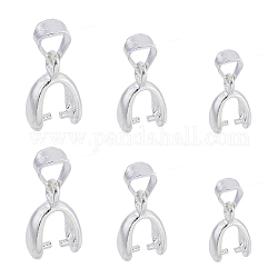 DICOSMETIC 6Pcs 3 Sizes 925 Sterling Silver Pendant Pinch Bail Silver Ice Pick Pinch Bails with 925 Stamp Pendants Clasp Small Pendant Clip Connector for Jewelry Making