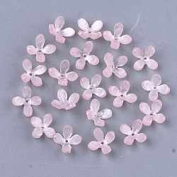 Capsules de perles d'acétate de cellulose (résine), 4 pétales, fleur, rose, 13x13x3mm, Trou: 1mm