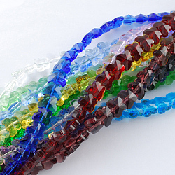 Transparent Glass Beads Strands, Faceted, Butterfly, Mixed Color, 8x10x6mm, Hole: 1mm