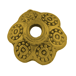 Tibetan Style Alloy Flower Bead Caps, 6-Petal,  Nickel Free & Lead Free, Antique Golden, 8.5x4mm, Hole: 2mm, about 2173pcs/1000g