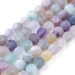 Chapelets de perles en fluorite naturel, mat, ronde, 8mm, Trou: 1.2mm, Environ 48 pcs/chapelet, 15.94 pouce
