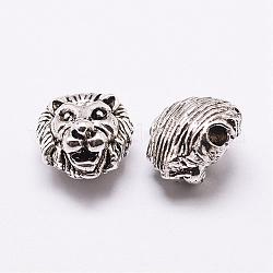 Perline in lega stile tibetano, testa di leone, argento antico, 13x12x8mm, Foro: 2.5 mm