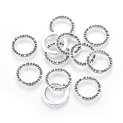 Tibetan Style Alloy Linking Rings, with Word, Antique Silver, 14x1.2mm