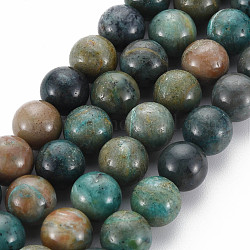 Chapelets de perles en chrysocolle naturelle, ronde, 10mm, Trou: 1.2mm, Environ 39 pcs/chapelet, 15.16 pouce (38.5 cm)