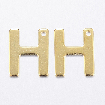 Encantos de 304 acero inoxidable, letter.h, dorado, 11x9x0.8mm, agujero: 1 mm