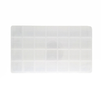 28 Grids Transparent Polypropylene(PP) Bead Organizers, for Beads, Jewelry, Nail Art, Small Items, Clear, 22x12.9x2.1cm