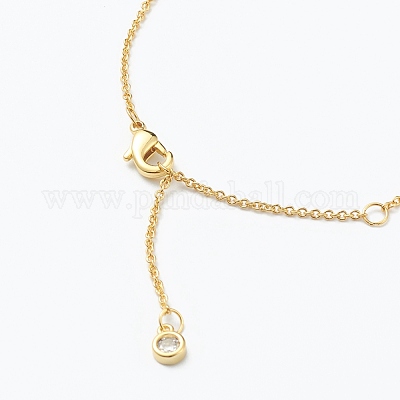 Ожерелья с подвесками из латуни с прозрачным кубическим цирконием NJEW-J059-01N-1