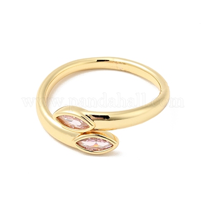 Кольца-манжеты с конским глазом и кубическим цирконием RJEW-G262-08G-1