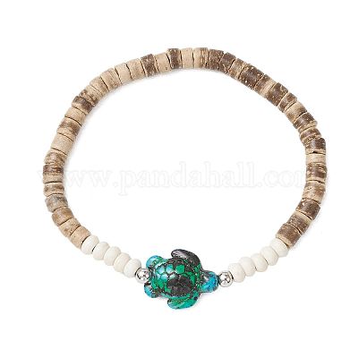 Браслеты из кокосовых бусин с морскими черепахами и морскими звездами BJEW-JB11882-1