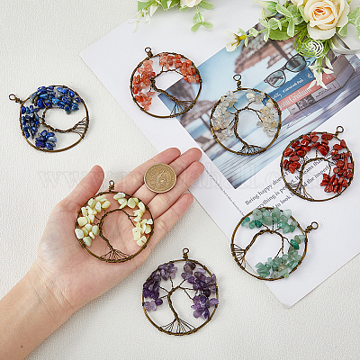 Большие подвески с медной проволокой 7 чакры PALLOY-AB00196-1