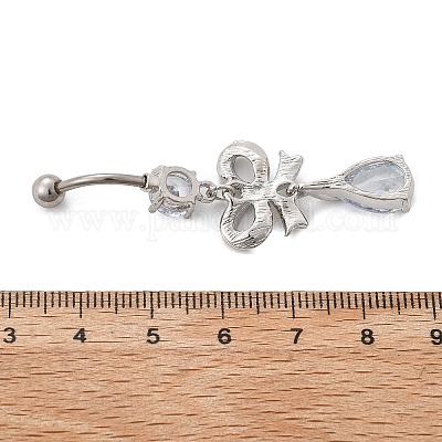 Сплав кристалл горный хрусталь подвеска изогнутая штанга живот кольца&nbsp;LS-AJEW-R007-04P-05-1