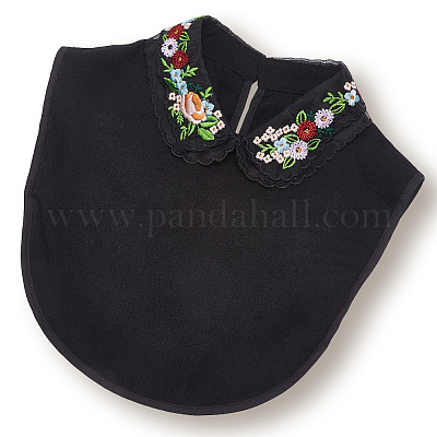 Съемный воротник из полиэстера с вышитыми цветами AJEW-WH20006-242B-1