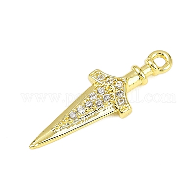 Латунные микропаве прозрачные подвески с фианитом KK-L238-14G-1