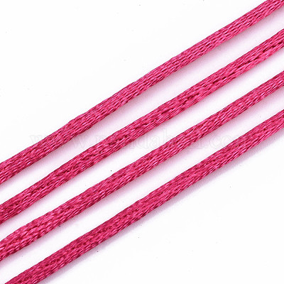 ポリエステル糸  サテンラテイルコード  濃いピンク  2mm  約10 M /バンドル&nbsp;OCOR-S124-11-1