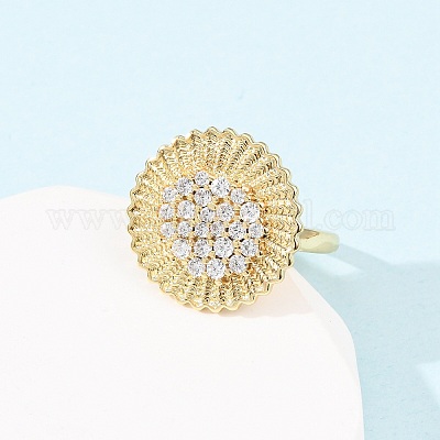 Регулируемые латунные кольца-манжеты с микропаве из кубического циркония для женщин RJEW-B139-07G-02-1