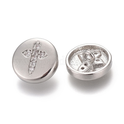 Пуговицы на хвостовике из латуни с микропейвом и прозрачным кубическим цирконием KK-H738-21P-1