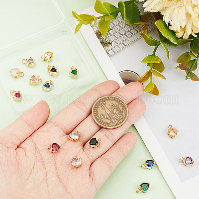 16 шт. 8-цветные подвески из настоящей латуни с покрытием из 18-каратного золота и инкрустацией из кубического циркония FIND-GA0002-34-1