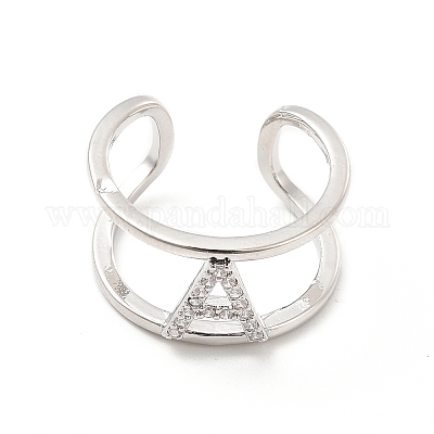 Кольцо-манжета с открытой буквой из прозрачного кубического циркония RJEW-A012-01P-A-1