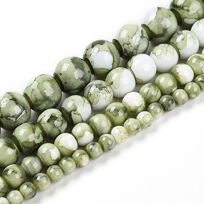 Выпечка окрашенные стеклянные бусины пряди DGLA-N003-4mm-C06-1