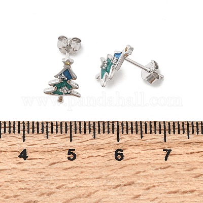 925 стерлингового серебра серьги стержня EJEW-D342-03P-1