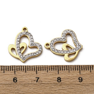 Подвески из нержавеющей стали 304 со стразами из глины STAS-P406-17H-G-1