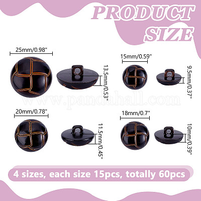 60 шт. 4-х видов пластиковых пуговиц на ножке BUTT-HY0001-19A-1