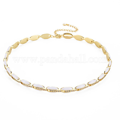 Теннисные ожерелья из латуни с микро-паве из кубического циркония для женщин NJEW-T013-01G-08-1