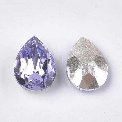 Cabochons en résine avec strass de dos avec point&nbsp;CRES-S380-10x14mm-B16-1