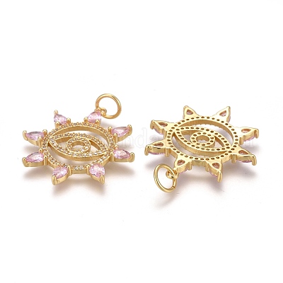Кулоны из латуни с прозрачным паве и пурпурным фианитом ZIRC-Z001-05G-1