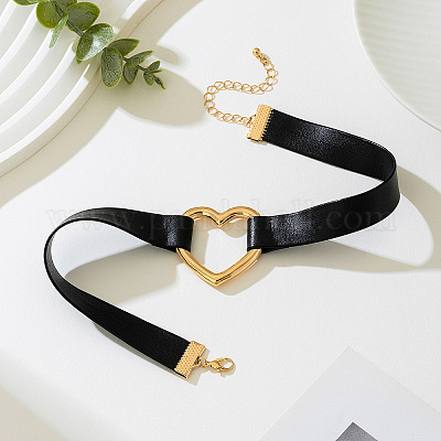 Ожерелья-чокеры из искусственной кожи в форме сердца для женщин FS-WGE663A-01-1