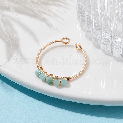 Открытое кольцо из натурального амазонита RJEW-JR00630-01-1