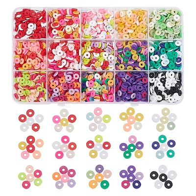 2400шт 15 цвета бусины из полимерной глины ручной работы CLAY-YW0001-27B-1