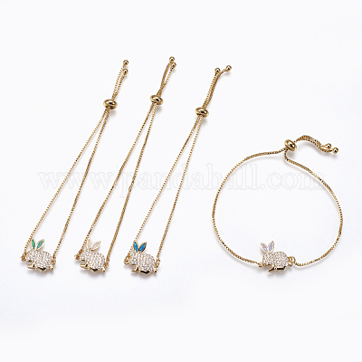 Регулируемые латунные браслеты Bunny Bolo BJEW-G593-07G-1