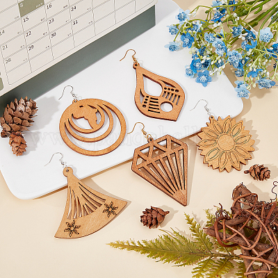 Наборы для изготовления сережек из дерева своими руками DIY-GA0001-99-1