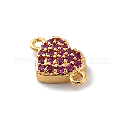 Подвески-сердечки с микропаве из латуни и пурпурным кубическим цирконием KK-F894-04G-1