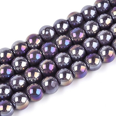 Гальванические непрозрачные стеклянные бусины GLAA-T032-P8mm-AB15-1