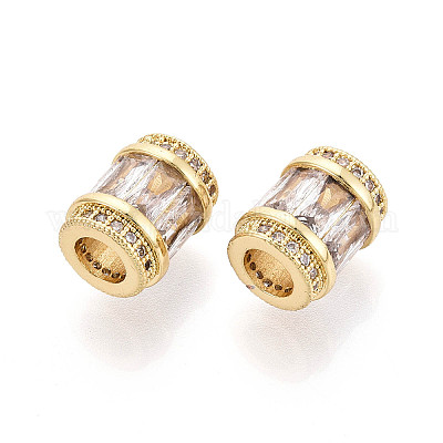 Латунные микро проложить кубического циркония бусы KK-P237-02G-1