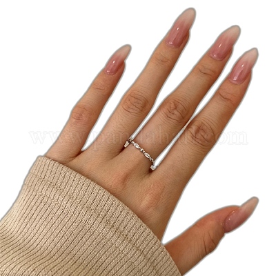 Кольца для женщин из стерлингового серебра 925 пробы с микропаве из кубических цирконий с родиевым покрытием RJEW-K253-09P-1